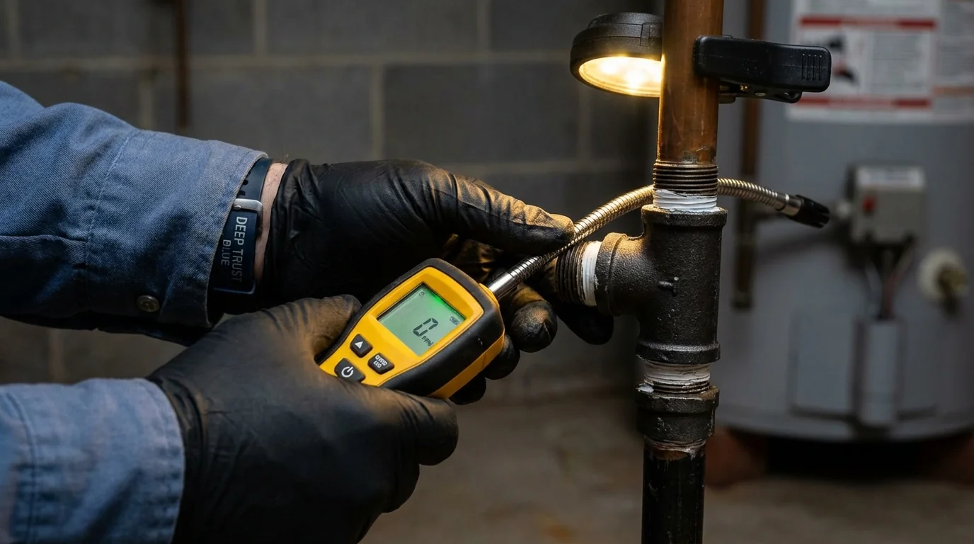 Gas leak detection with electronic sniffer by Johns Plumbing LLC in Frederick